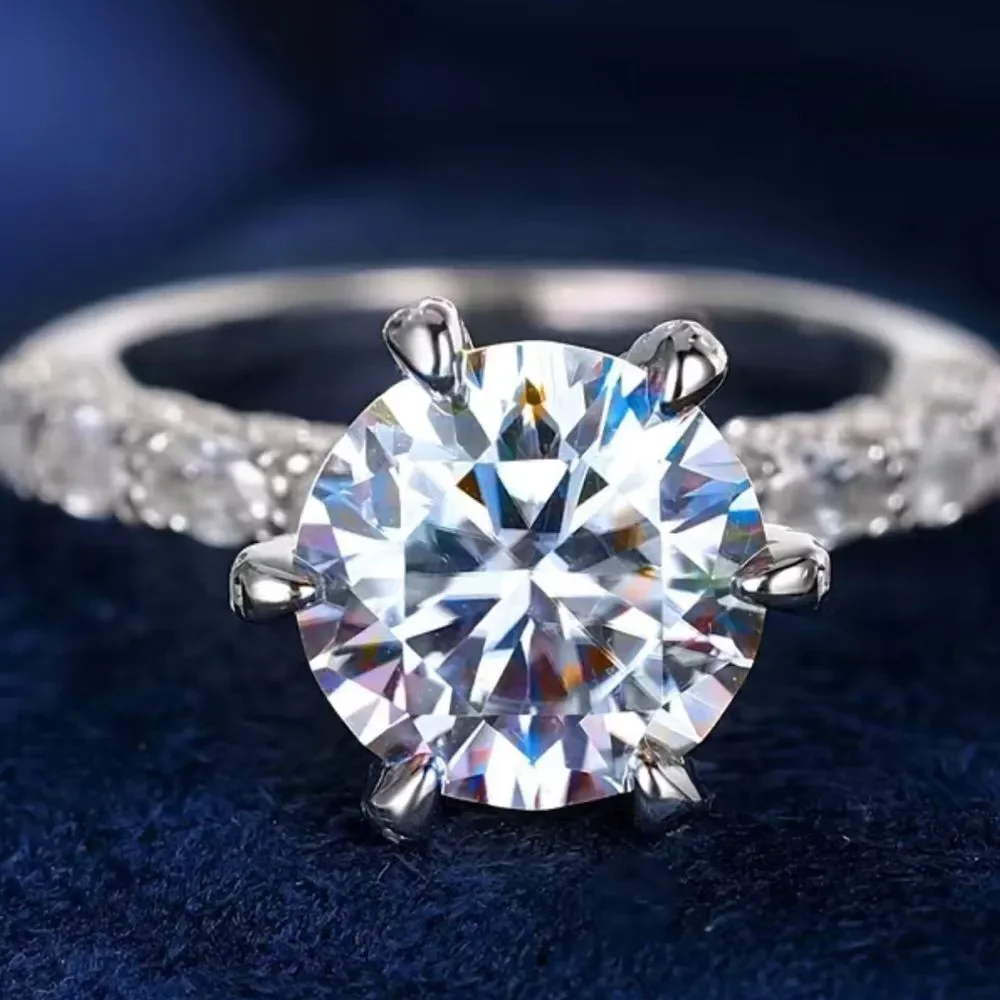 NEW! MAJESTIC 925 Sterling Silver Engagement Ring with 3ct Moissanite
